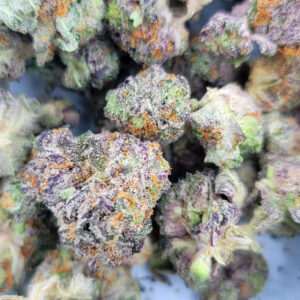 Close-up of Durban Wedding Cake flower showing dense structure and crystal-covered nugs